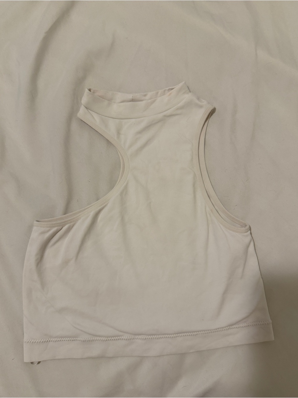 Garage Women's High Neck Racerback Crop Tank Top - Cream